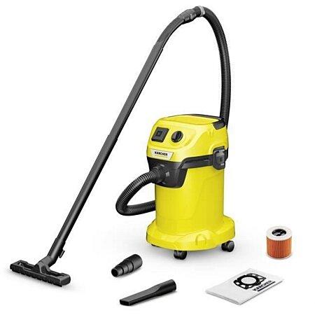 Aspirador en
  seco y húmedo KARCHER WD 3
    P V-19/4/20 - Depósito de polipropileno 19 L - 1000W (Toma de puerto
  eléctrico